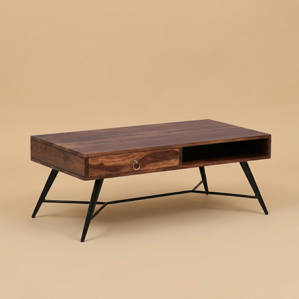 Velmor Storage Coffee Table in Rustic Teak Finish