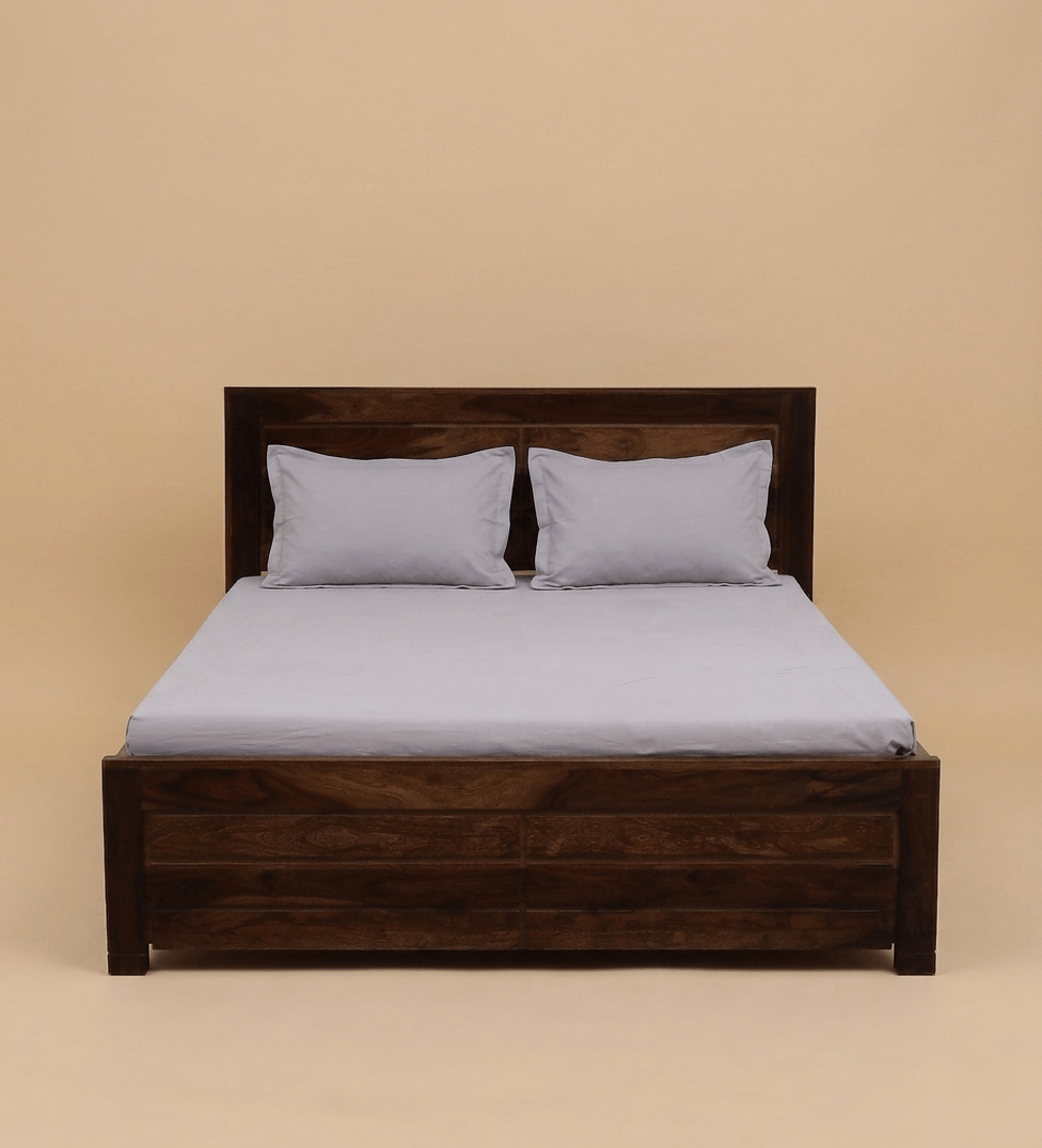 Tavion Panel Box Storage Bed in Provincial Teak Finish