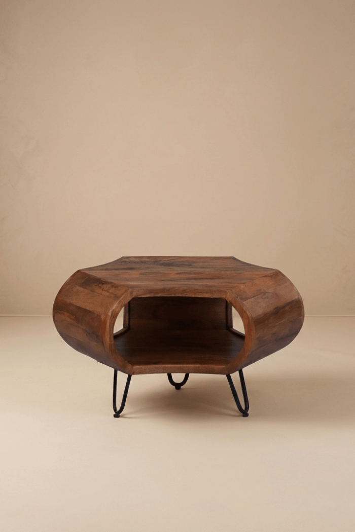 Zenvor Sculpt Coffee Table with Light Walnut Finish