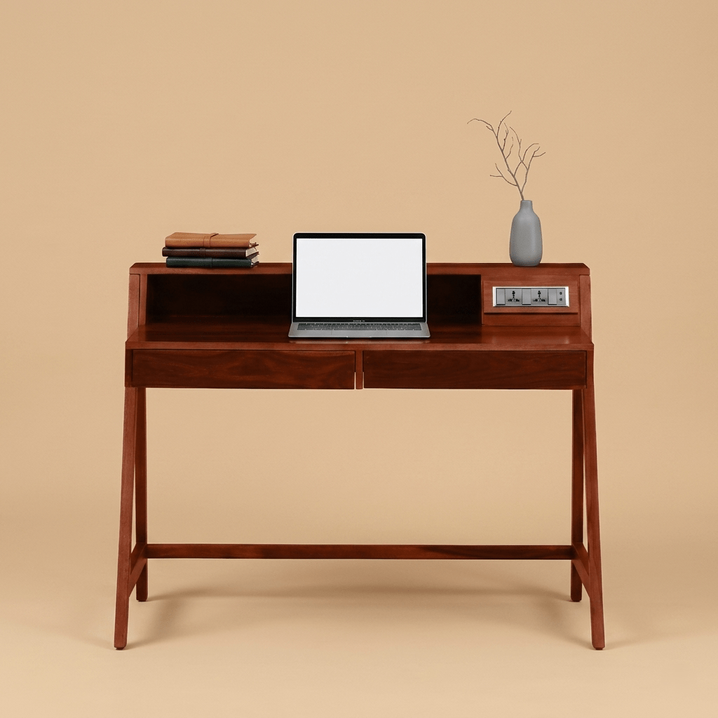 Aurex Workstation Desk in Honey Oak Finish