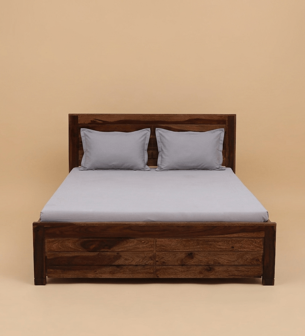 Tavion Panel Box Storage Bed in Rustic Teak Finish