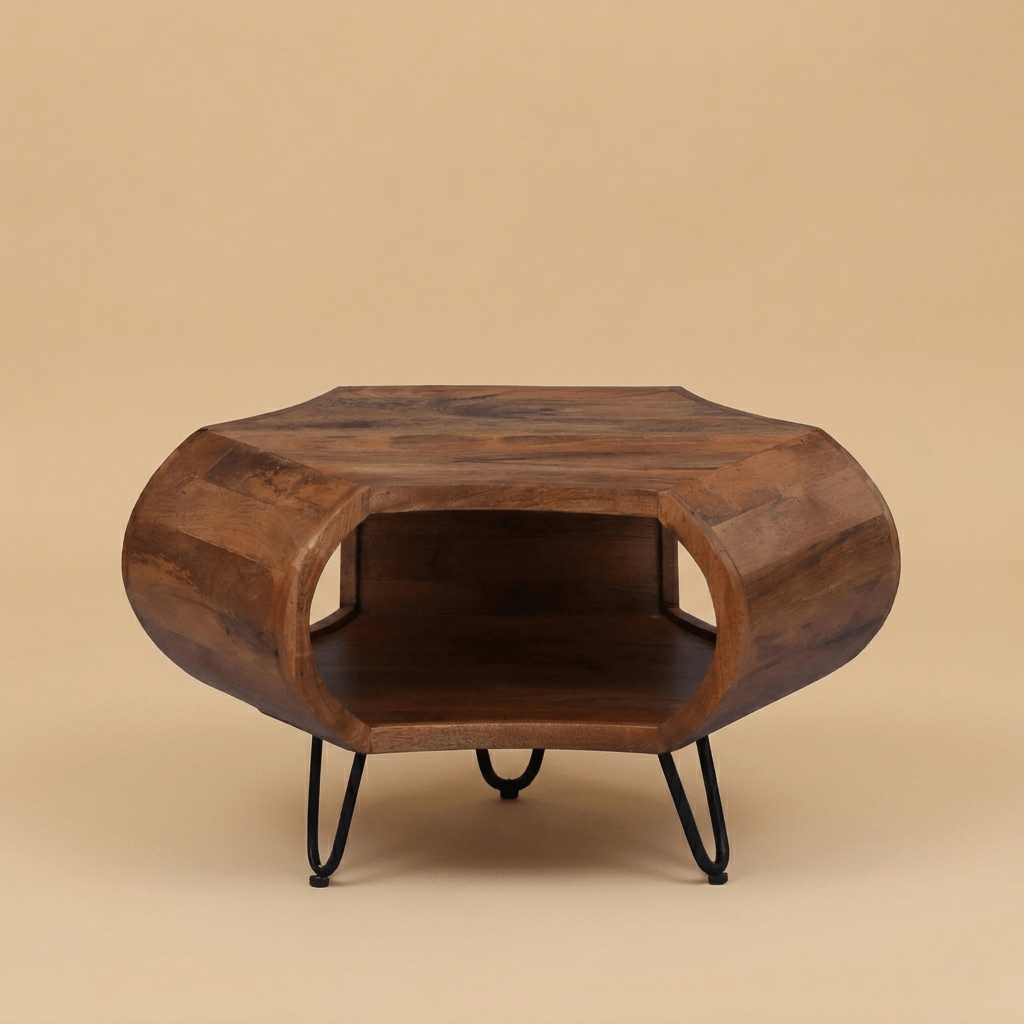 Zenvor Sculpt Coffee Table with Light Walnut Finish