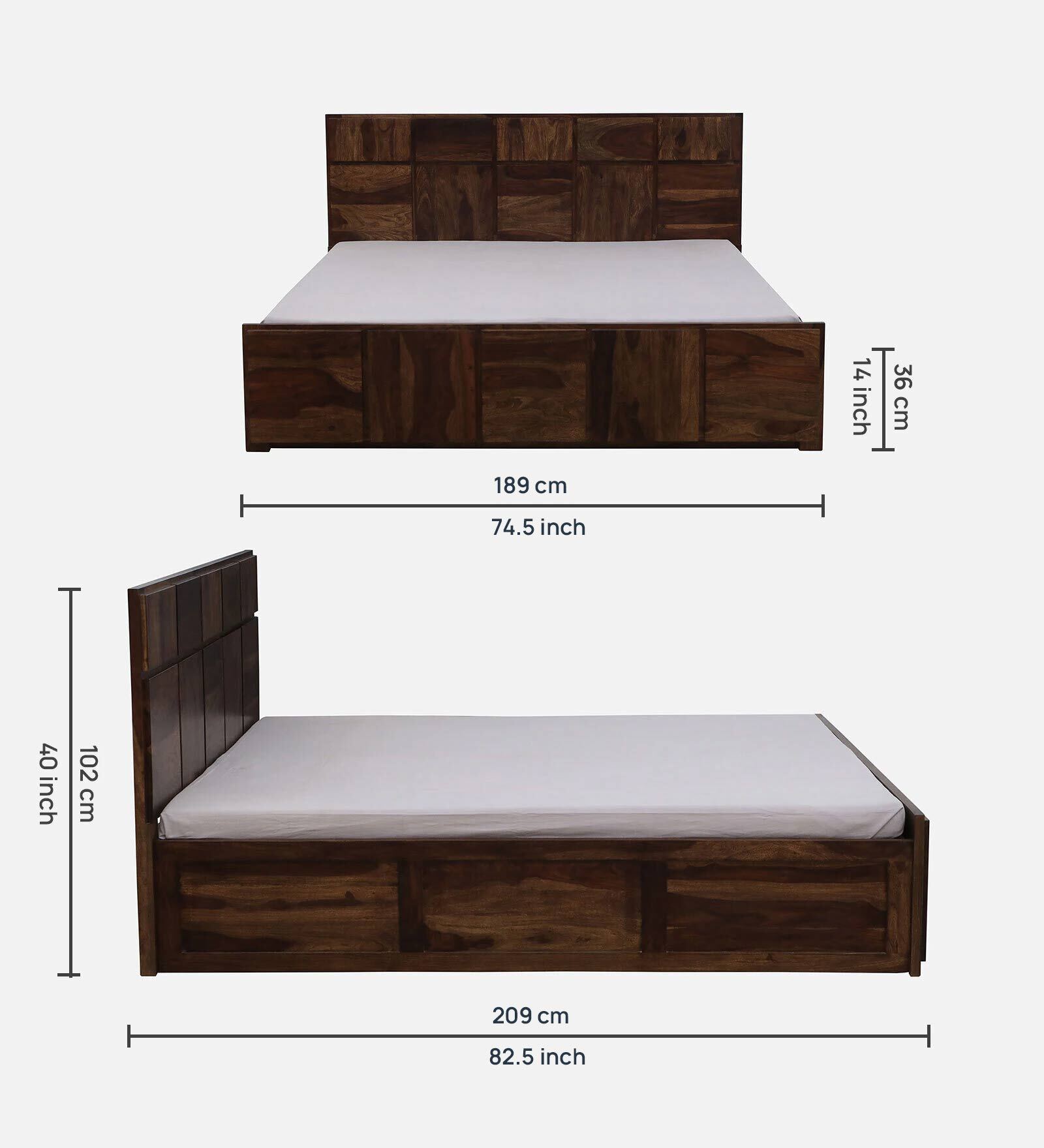 Zorvyn Sheesham Box Storage Bed in Provincial Teak Finish - Image 6